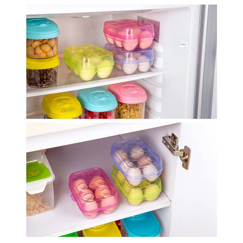 YOHA Clear Egg Storage Box Delicate 6 Girds Egg Dispenser Holder Case Refrigerator Crisper Camping Picnic Travel Portable Egg Carriage,Blue-6 - Image 3